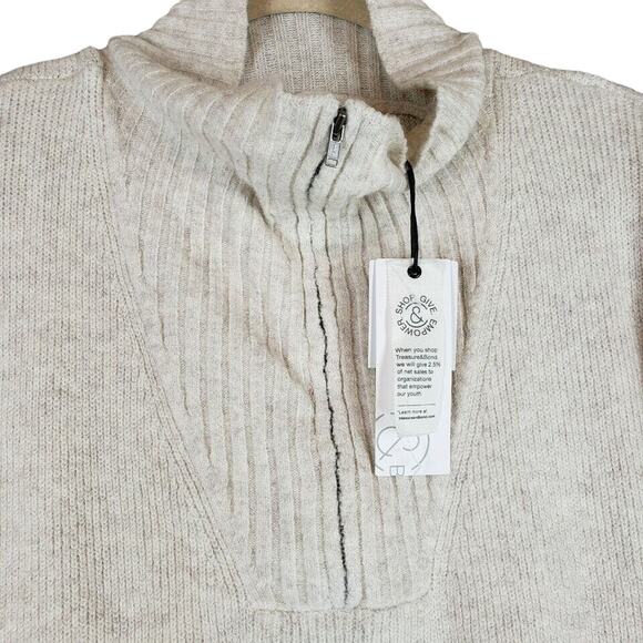Treasure & Bond Quarter Zip Mock Neck Sweater Sz Small in Beige Oatmeal NWT - Picture 3 of 6